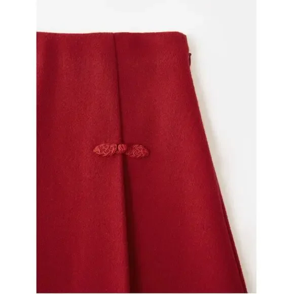 OGL Wool-like Frog Button A-Line Midi Skirt NWT SIZE L display picture 1